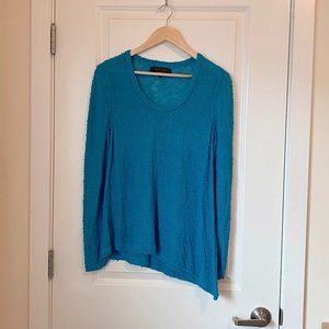 Rag & Bone Semi-Sheer Asymmetrical Hem Sweater - Teal | M